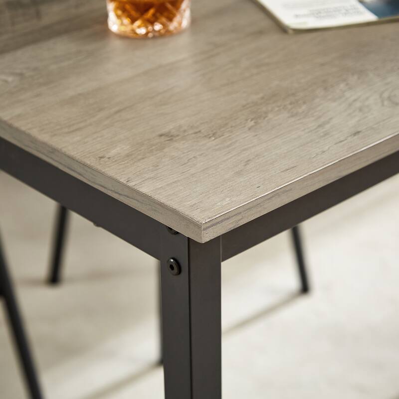 7-Piece Bar Dining Table and Chair Set, Industrial Design with 6 PU Upholstered Stools
