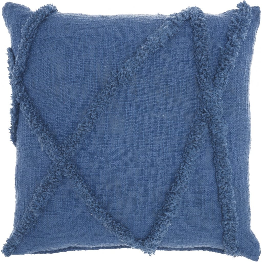 Boho Chic Blue Textured Lines Throw Pillow