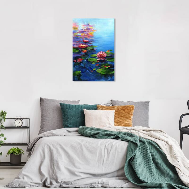 Wynwood Studio Canvas Floral and Botanical Doll Memories - House of lilies Blue and Modern & Contemporary Wall Art Canvas Print - 36 x 24