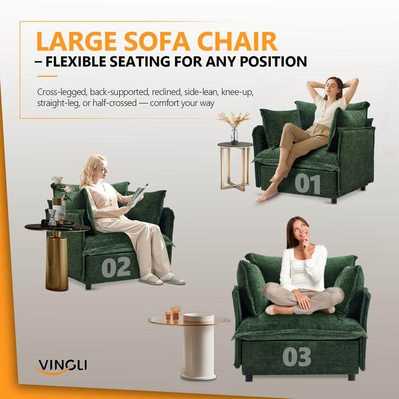 Chenille Upholstered Skirted Arm Chair Accent Chair With Thin Arms For Living Room