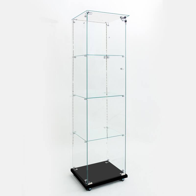 Tempered Glass Cabinet,Wine Cabinet,Storage Cabinet,File Cabinet,Tempered Glass Top,Bluetooth LED Light Strip,with Door Lock