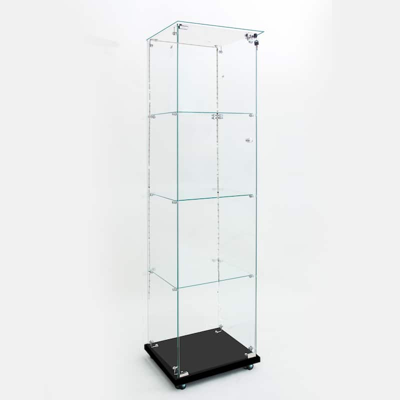 Tempered Glass Display Cabinet, Storage Cabinet, File Cabinet, Tempered Glass Top, Bluetooth LED Light Strip, with Door Lock
