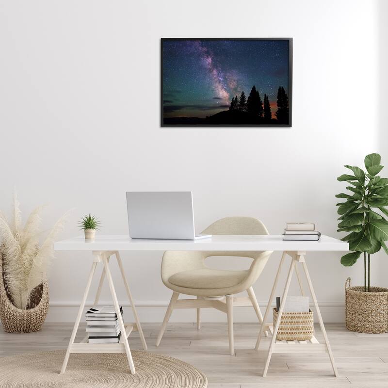 Stupell Silhouetted Forest & Night Sky Framed Giclee Art Design By Royce Bair