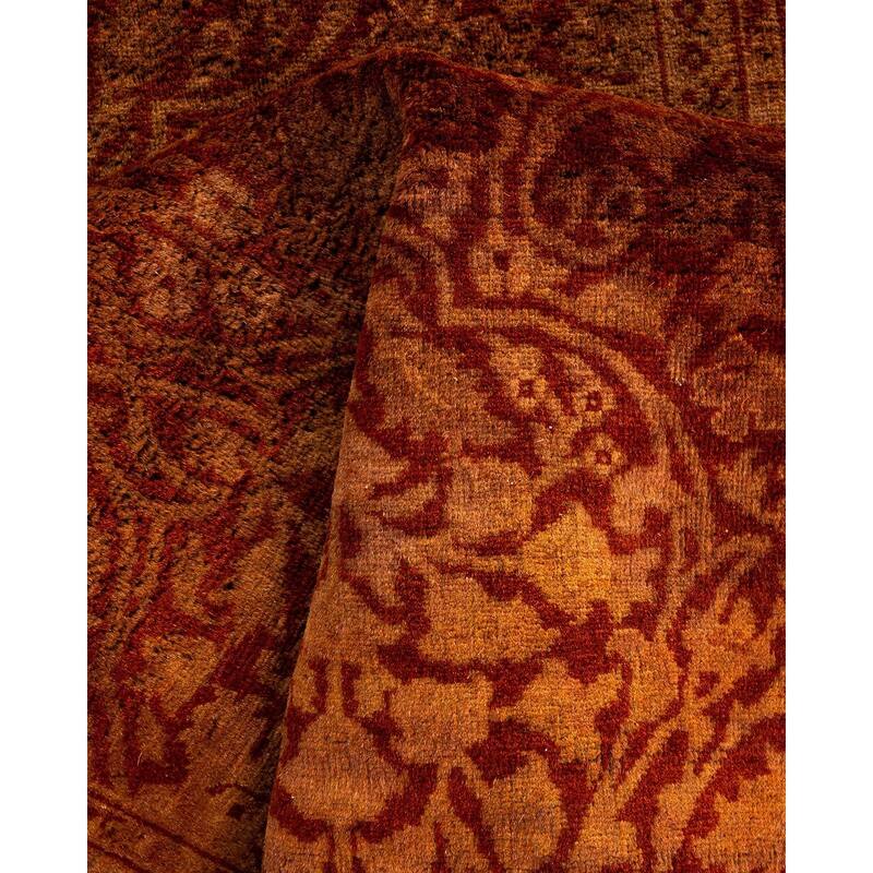 Overton Hand Knotted Wool Vintage Inspired Modern Contemporary Overdyed Yellow Area Rug - 2' 7" x 12' 8"
