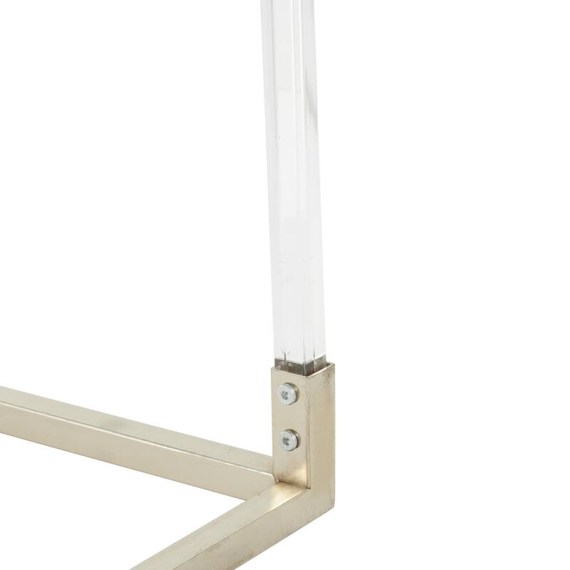 Metal Open Framed Coffee Table with Clear Glass Top and Acrylic Legs - Gold or Clear - Roche River Decor