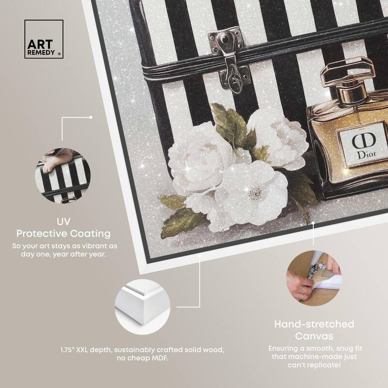 Frenchie Luggage Flowers Canvas by Art Remedy