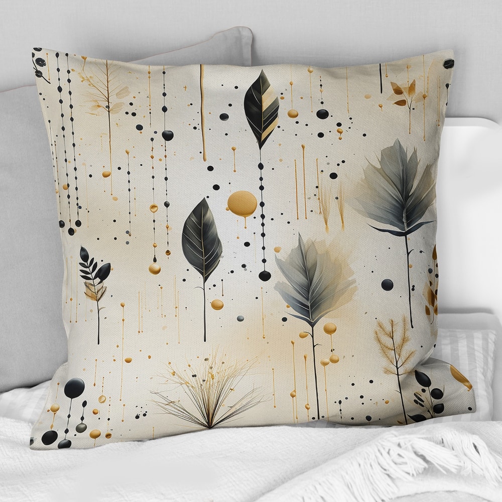 Designart "Grey And Beige Urban Ferns Soft Color I" Floral Printed Throw Pillow