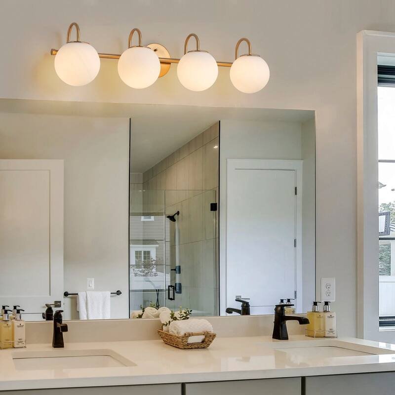 3/4-Light Dimmable Modern Bathroom Light Fixture with Frosted Glass