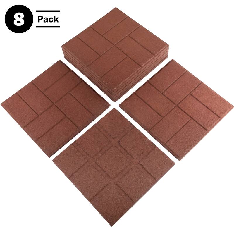 Pure Garden Rubber Deck Tiles 8-Pack - 28SQFT Outdoor Flooring Pavers