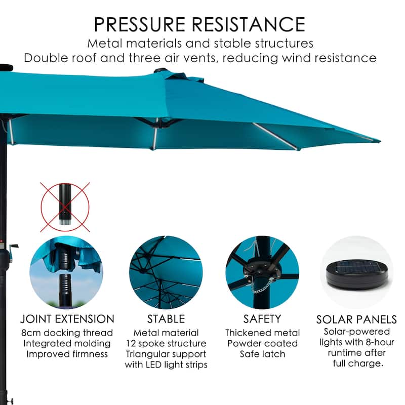 Kozyard Butterfly 15' Outdoor Patio Double-Sided Aluminum Umbrella