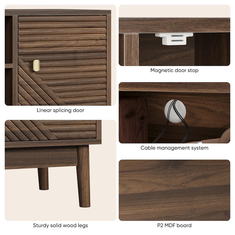 Wooden TV Stand for TVs up to 32/45 Inches, Mid-Century Modern Media Console Table Entertainment Center for Living Room, Walnut