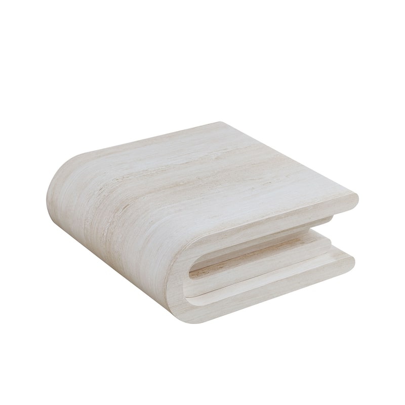 33.86" Modern Square Faux Travertine Pattern Coffee Table