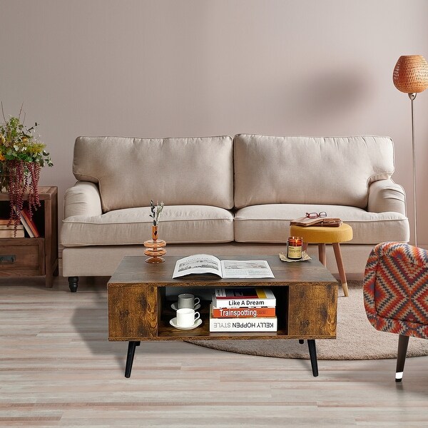 Hansabenne Mid Century Wooden Coffee Table Dining Table Farmhouse