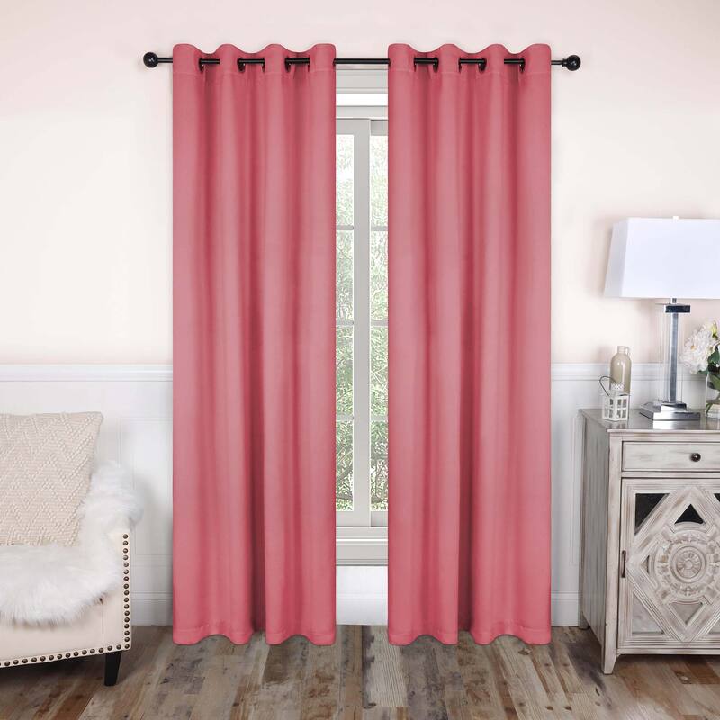 Superior Solid Machine Washable Room Darkening Grommet Curtains, Set of 2 - 52" x 72" - Pink