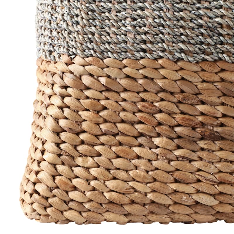 Woven Fabric Storage Basket Casual Design (Set of 2) - 19" Tan - 17.25" x 17.25" x 18.5"
