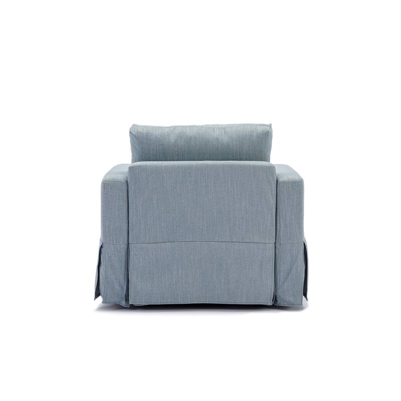 Light Blue Elegant 2+1 Piece Linen Modular Sectional Sofa Set with Mix
