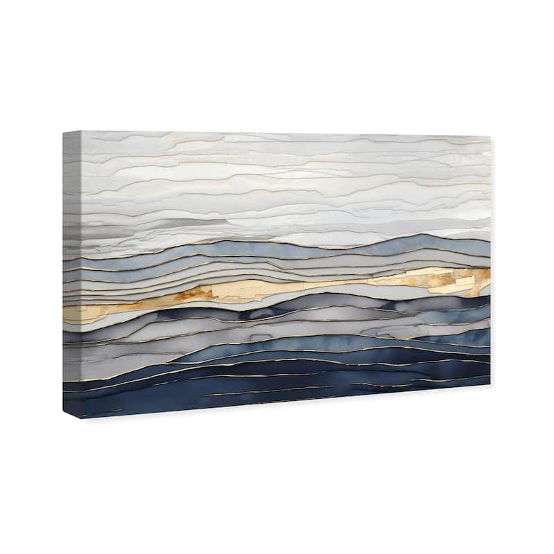 Wynwood Studio Canvas Abstract Gold Reflection and Silver Sea Gold and Metallic Gold Glam Wall Art Canvas Print