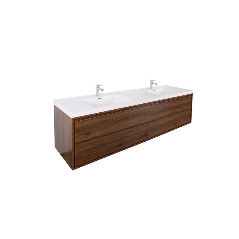 Sage 72" wall mounted bathroom vanity with double basin acrylic top