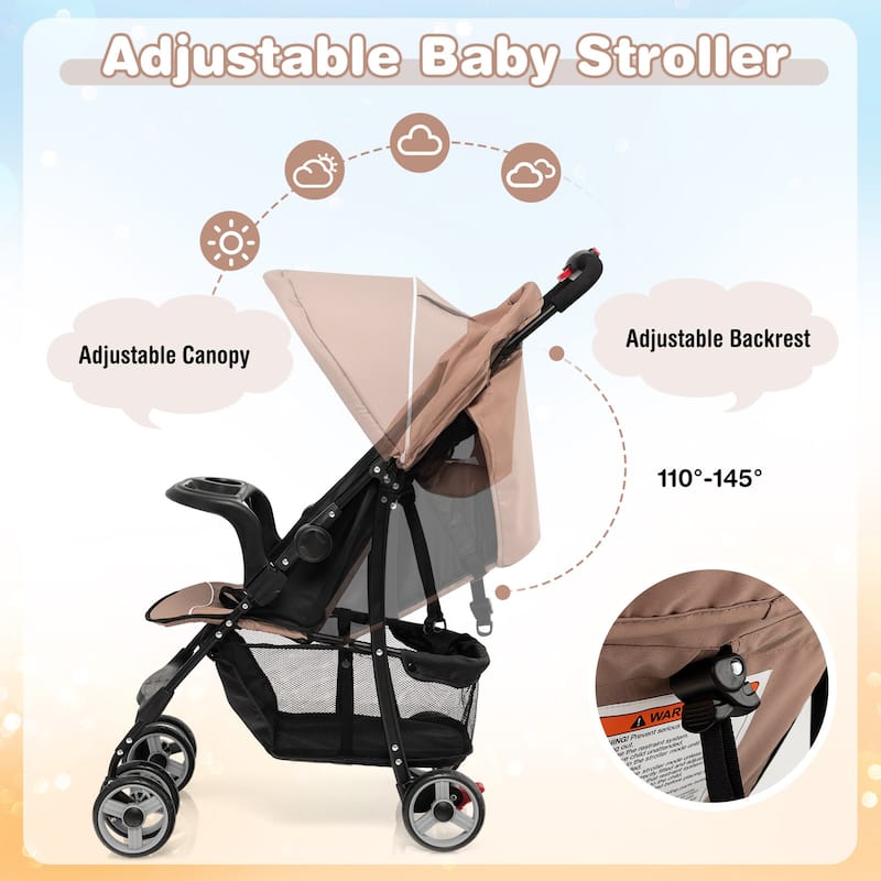 Costway Foldable Lightweight Baby Stroller Travel Pushchair 5-Point - See Details