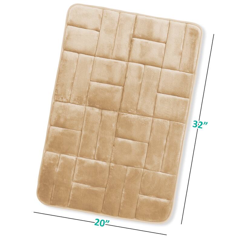 Clara Clark Ultra Soft Non Slip and Absorbent Bath Rug - Tiled Velvet Memory Foam Bath Mat