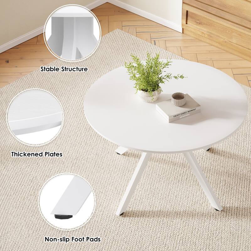 47.2" Solid Wood Round Dining Kitchen Table for 4-6 People with Intersecting Pedestal Base