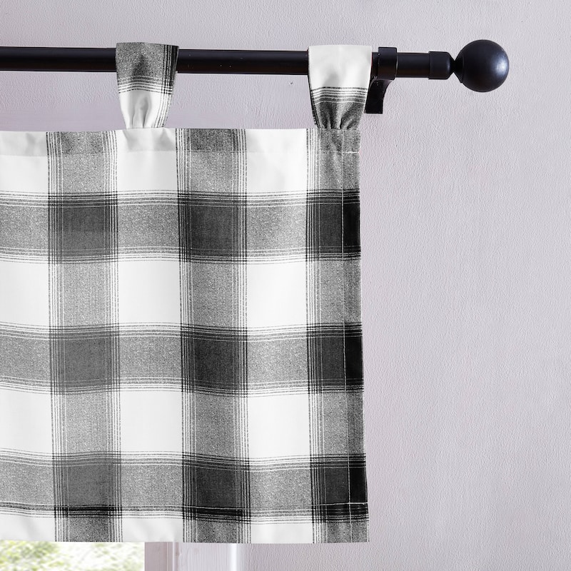 Eddie Bauer Canyon Plaid White Tab Top Window Valance - 50 x 20