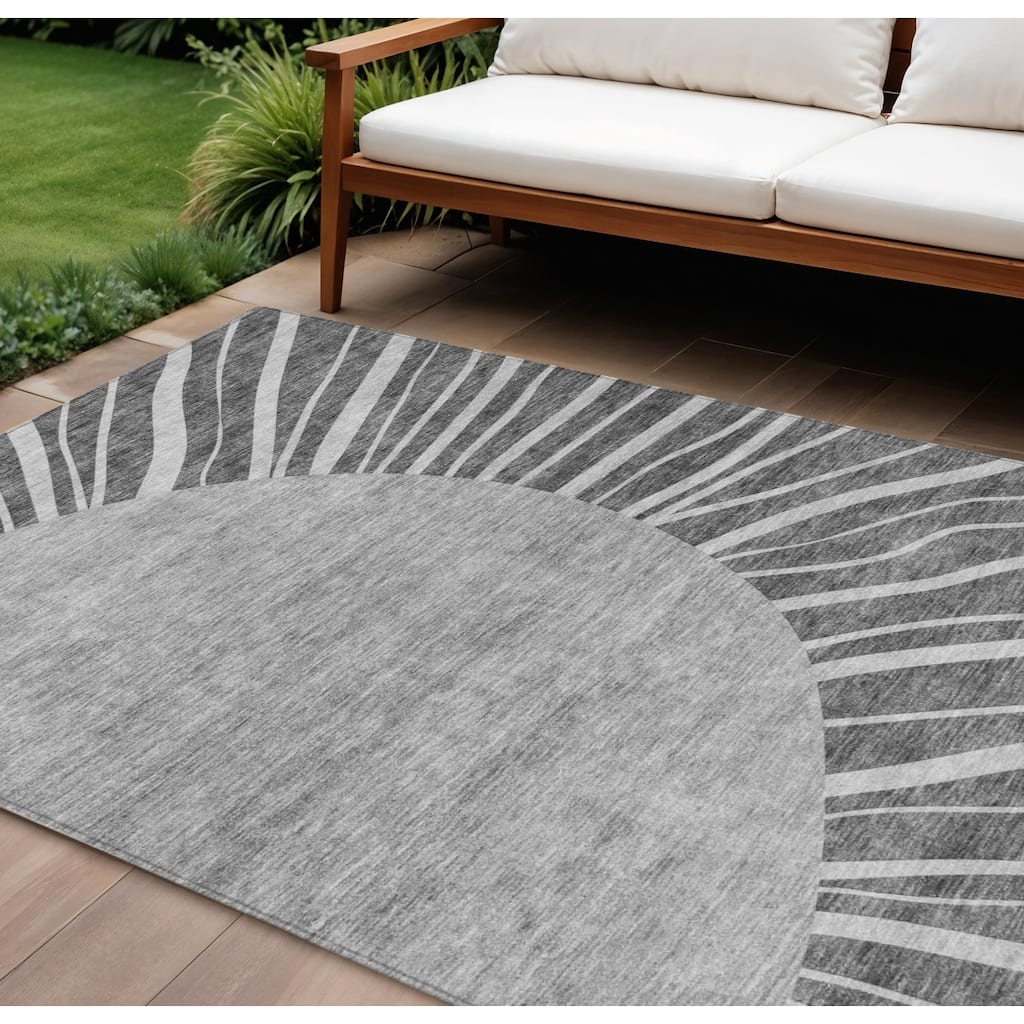 HomeRoots Abstract Transitional Rectangle Outdoor Rug