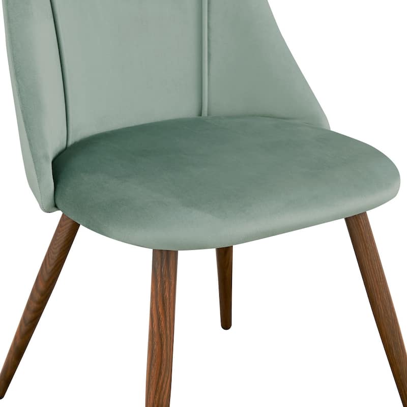 HomeRoots Set of Two Sage and Brown Upholstered Velvet Dining Side Chairs - 18.90 in. x 32.70 in. x 20.10 in.