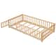 Twin/Full/Queen size Floor Platform Bed with Fence and Door for Kids, Toddlers