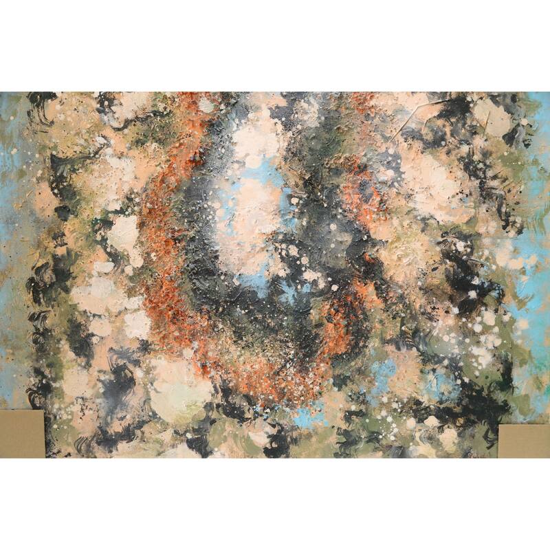 Elementum Hand Painted Abstract Horizontal Canvas Wall Art 47x31 Inch