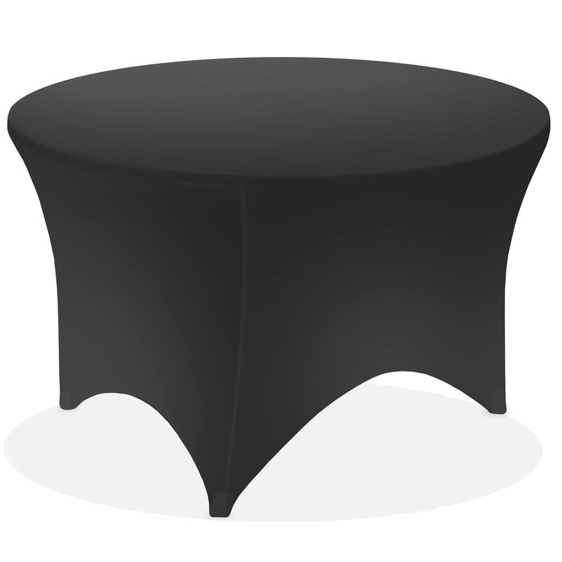 Round Spandex Tablecloth Stretch Fitted Table Cover - Black - 70 Inch - 72 Inch