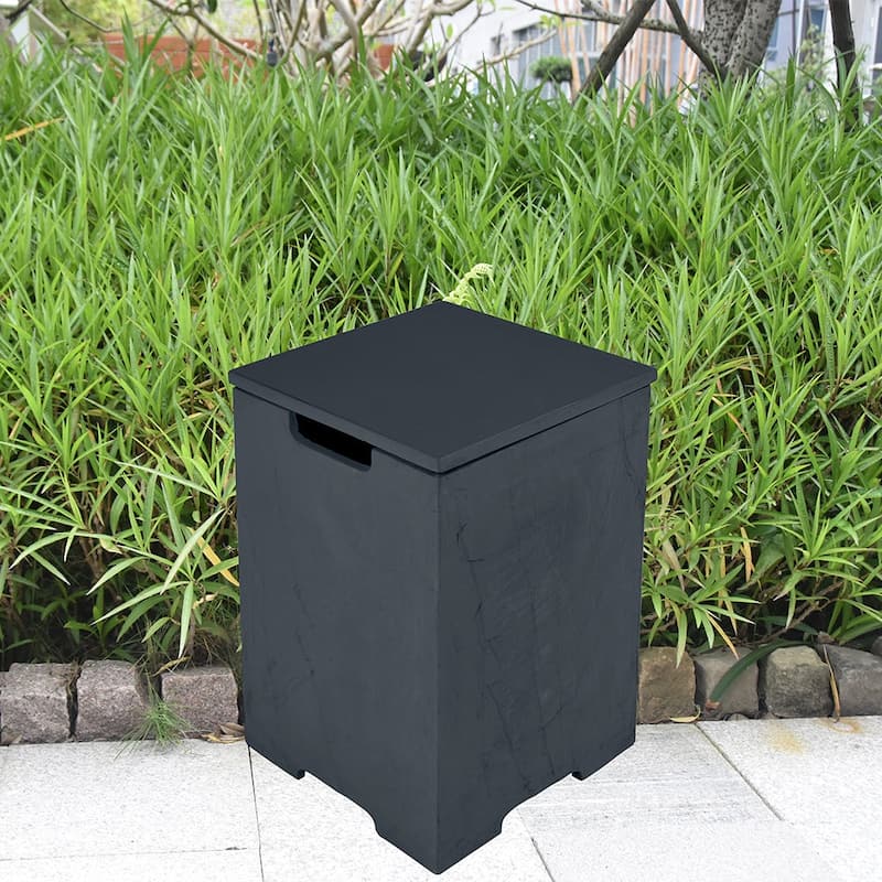 Elementi Plus Square Propane Tank Cover Hideaway Storage Box with with Removable Top - 15.9" x 15.9" x 24.9"