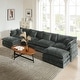 preview thumbnail 94 of 162, Cloud Chenille Upholstered Modular Sectional Sofa with DIY Combination Design Gray 4-Seater Sofa+Ottomans*2