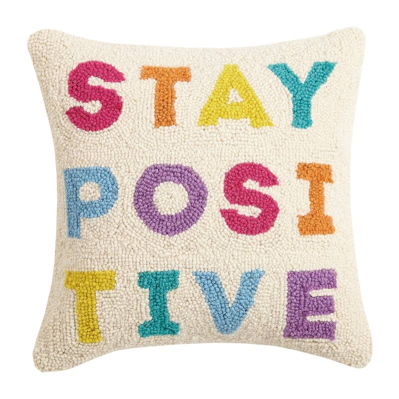 The Pillow Shoppe Stay Positive Wool Hook Pillow by Makers Collective