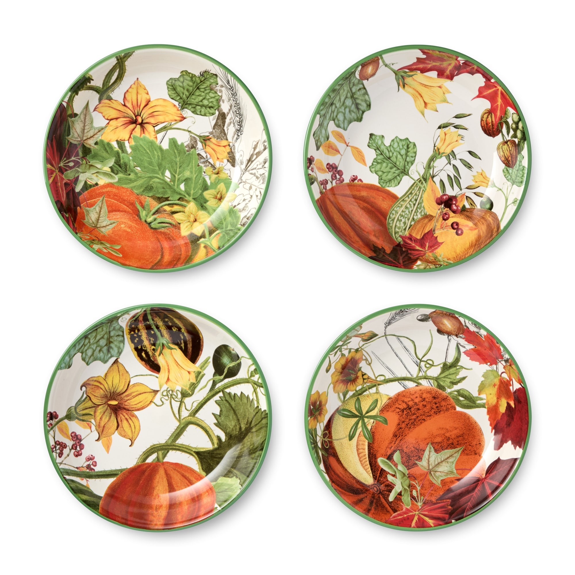 Certified International Harvest Fields 9" Soup/Cereal Bowls, 4 Assorted Designs - 9.00"W x 9.00"D x 2.00"H
