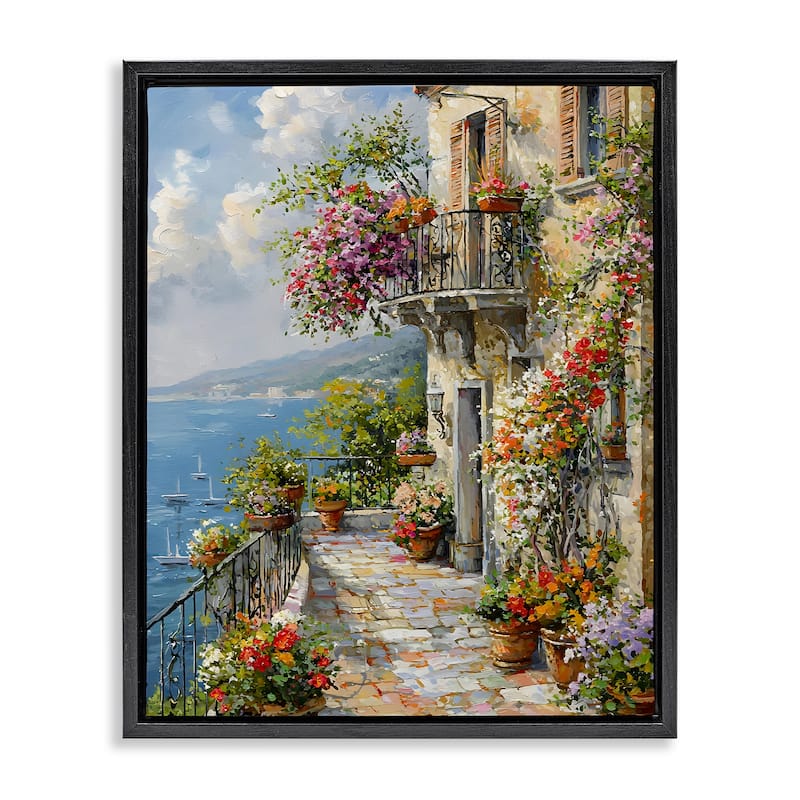 Stupell Botanical Lined Seaside Framed Floater Canvas Wall Art Design By Franklyn Gregory - 25 x 31 - Black