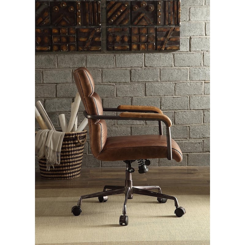Retro Brown Top Grain Leather Office Chair