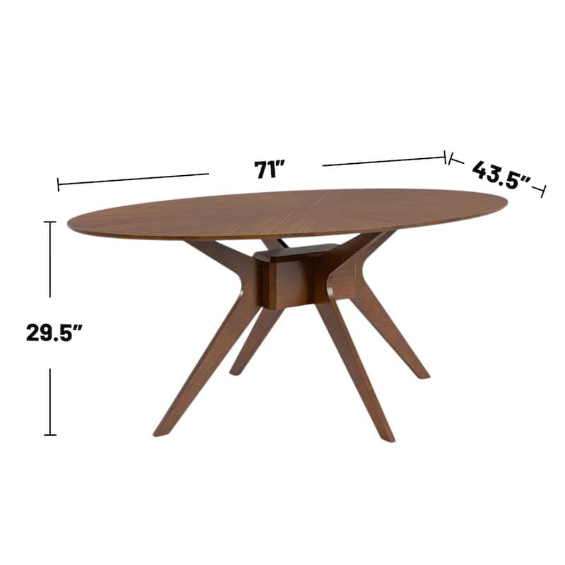 5 Piece Oval Wooden Dining Set in Walnut and Beige