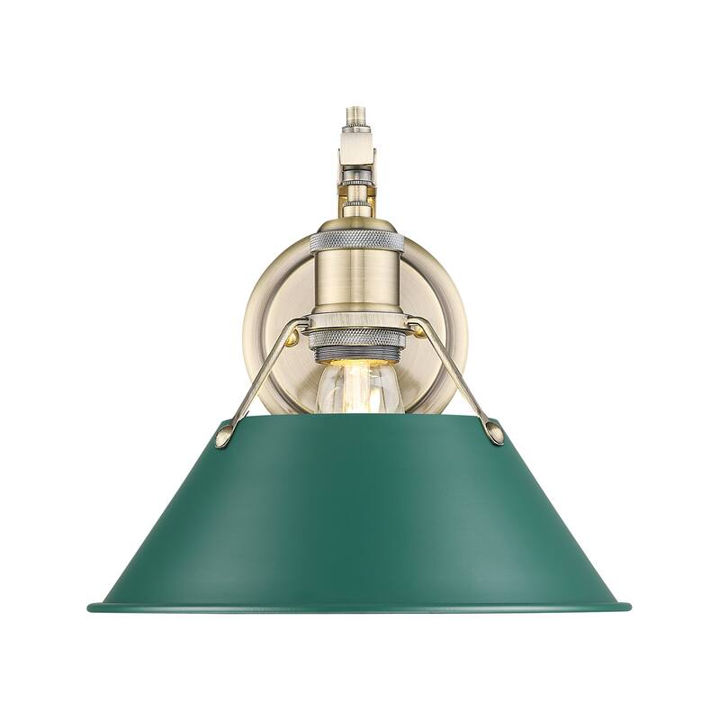 Yep by Golden Lighting Orwell 1-light Wall Sconce in Aged Brass and Pine Green shade