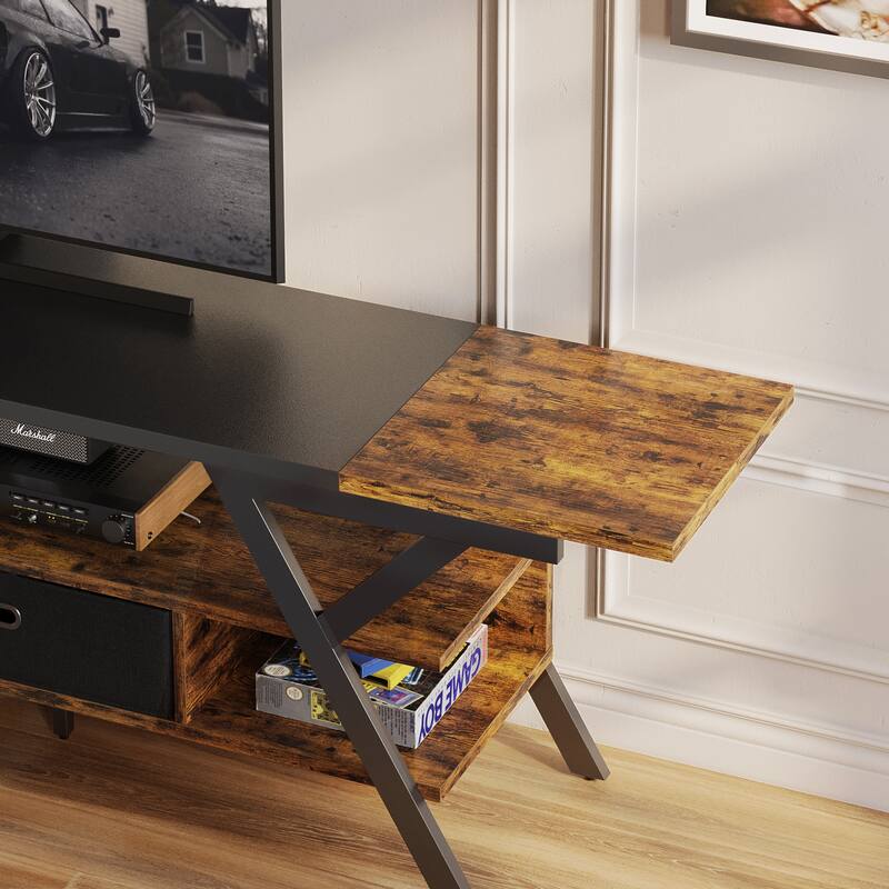 70 inch TV Stand for TVs up to 75" with LED & Outlet,Large Media Console