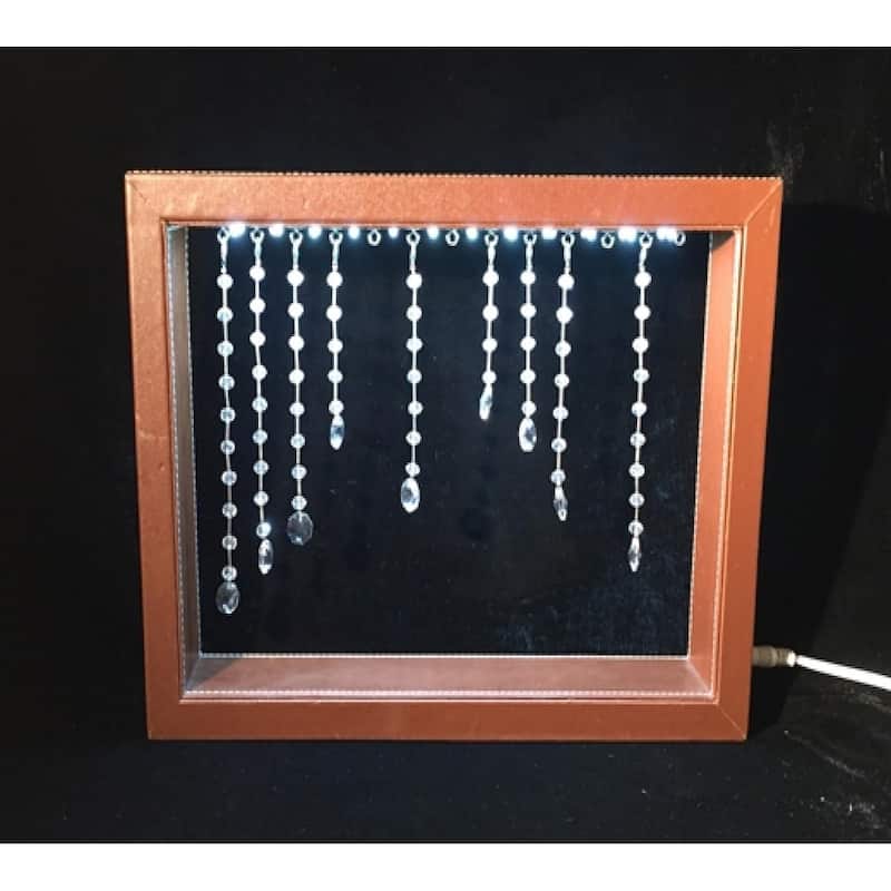 Dark Brown Picture Frame Shape With Hanging Baubles Led Lamp