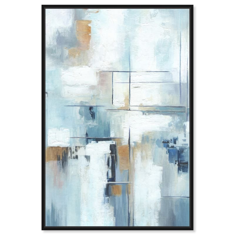 Art Remedy House Of Lines Ii Framed Blue Abstract 1 Piece Canvas Wall Art - 11 x 16 - Black