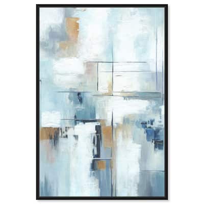 Art Remedy House Of Lines Ii Framed Blue Abstract 1 Piece Canvas Wall Art