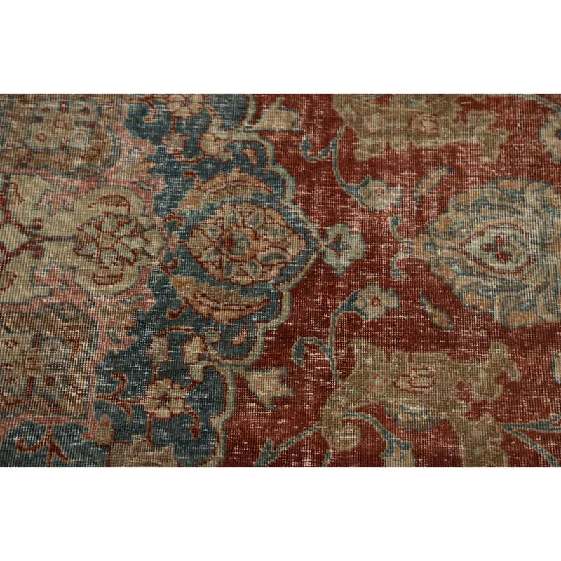 Hand Knotted Oriental 100% Wool Carpet Traditional Floral Oranges & Rust Tabriz Area Rug - 10' 5'' X 7' 9''