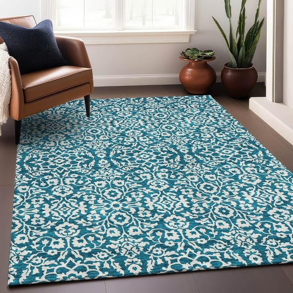 slide 2 of 156, Premium Washable Super Soft Traditional Mekenzie Mayfield Rug Teal - 10' x 14'