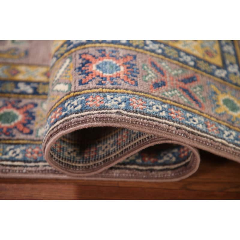 Brown Geometric Kazak Accent Rug Wool Carpet - 2'9" x 4'1"
