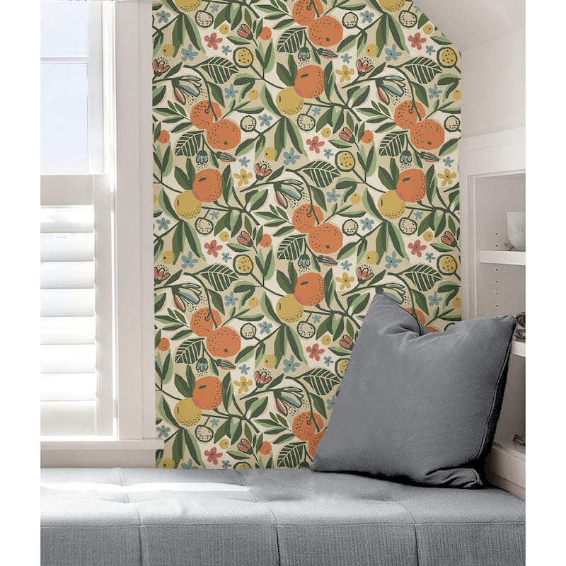 Pip & Lo Ochre Clementine Garden Peel & Stick Wallpaper