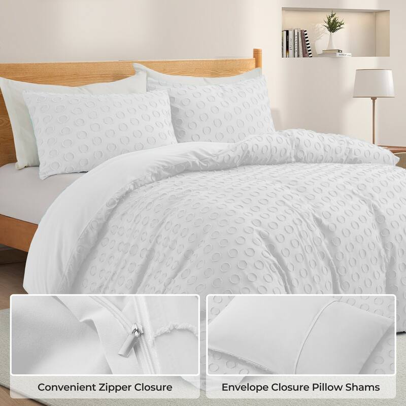 Stylish Full Polyester Clipped Geometric Duvet Cover & Pillowcase Set
