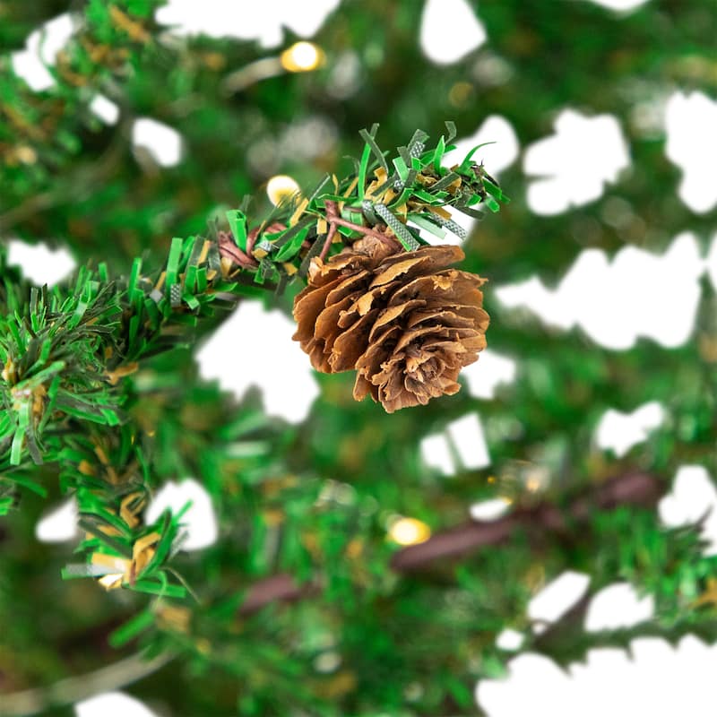 Pre-lit Christmas Tree with Pinecones and Burlap Base - 4' - Clear Lights - 4 Foot