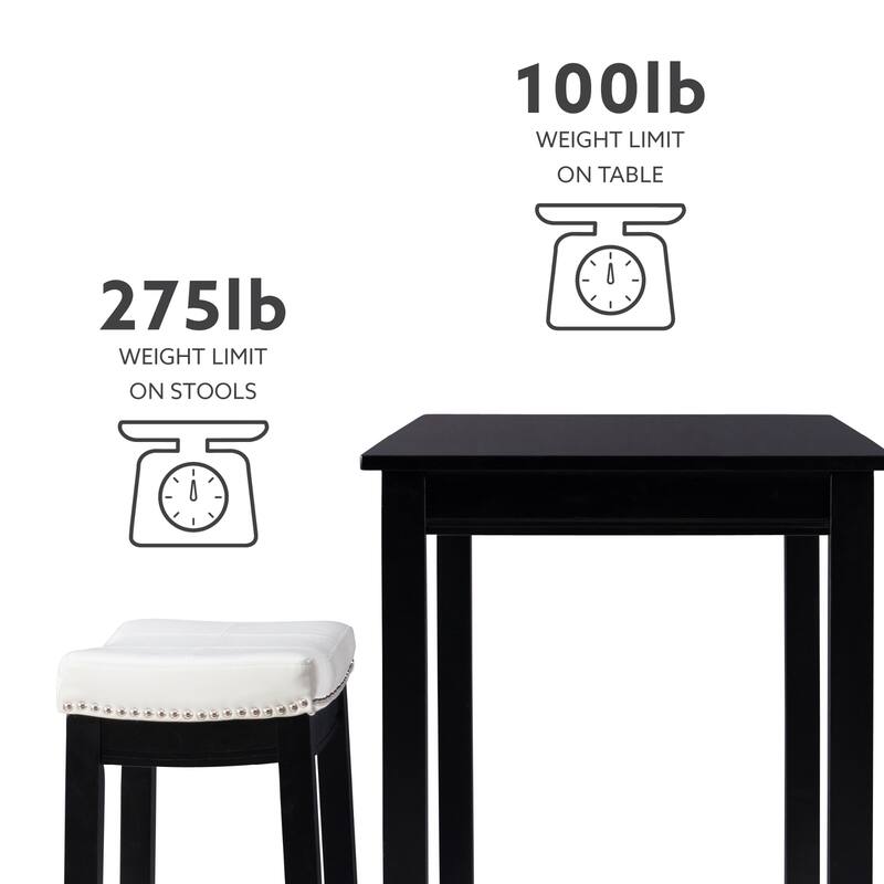 3-Piece Counter Table and Stools - 47.25" - Black and White